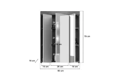 Badezimmerspiegelschrank SCHLOONSEE, Breite 60cm, 3 Spiegeltüren, 9 Fächer, 6 Einlegeböden in verschiedenen Farben erhältlich, Badmöbel, Spiegel, Badschrank, Bad Schloonsee
