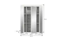 Badezimmerspiegelschrank SCHLOONSEE, Breite 60cm, 3 Spiegeltüren, 9 Fächer, 6 Einlegeböden in verschiedenen Farben erhältlich, Badmöbel, Spiegel, Badschrank, Bad Schloonsee
