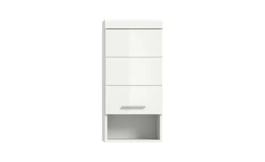 Hängeschrank SCHLOONSEE, Breite 37cm, 1 Tür, 1 offenes Fächer, 1 Einlegeboden, MDF-Front in verschiedenen Farben erhältlich, Badmöbel, Badschrank, Schrank, Bad Schloonsee