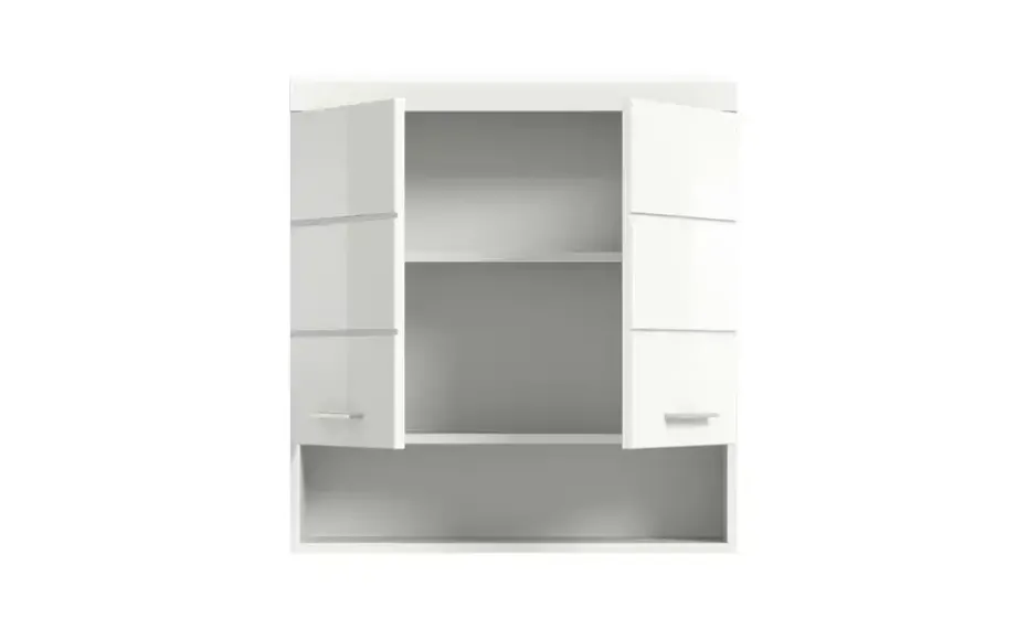 Hängeschrank SCHLOONSEE, Breite 74cm, 2 Türen, 1 offenes Fächer, MDF-Front in verschiedenen Farben erhältlich, Badmöbel, Badschrank, Schrank, Bad Schloonsee