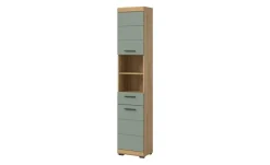 Hochschrank SCHLOONSEE, Breite 37cm, 2 Tür, 1 Schubkasten, 2 offene Fächer, MDF-Front in verschiedenen Farben erhältlich, Badmöbel, Badschrank, Schrank, Bad Schloonsee