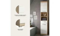 Hochschrank SCHLOONSEE, Breite 37cm, 2 Tür, 1 Schubkasten, 2 offene Fächer, MDF-Front in verschiedenen Farben erhältlich, Badmöbel, Badschrank, Schrank, Bad Schloonsee
