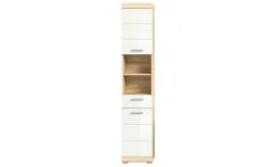 Hochschrank SCHLOONSEE, Breite 37cm, 2 Tür, 1 Schubkasten, 2 offene Fächer, MDF-Front in verschiedenen Farben erhältlich, Badmöbel, Badschrank, Schrank, Bad Schloonsee