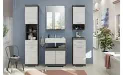 Hochschrank SCHLOONSEE, Breite 37cm, 2 Tür, 1 Schubkasten, 2 offene Fächer, MDF-Front in verschiedenen Farben erhältlich, Badmöbel, Badschrank, Schrank, Bad Schloonsee