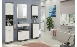 Hochschrank SCHLOONSEE, Breite 37cm, 2 Tür, 1 Schubkasten, 2 offene Fächer, MDF-Front in verschiedenen Farben erhältlich, Badmöbel, Badschrank, Schrank, Bad Schloonsee
