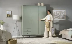 Kleiderschrank 3-türig, Salbeigrün, mit Einlegeböden Harllson