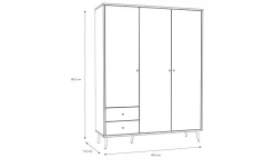 Kleiderschrank 3-türig, Salbeigrün, mit Einlegeböden Harllson