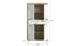 Midischrank SCHLOONSEE, Breite 74cm, 4 Türen, 1 Schubkasten, 4 Fächer, MDF-Front in verschiedenen Farben erhältlich, Badmöbel, Badschrank, Schrank, Bad Schloonsee