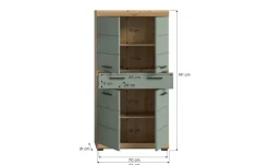 Midischrank SCHLOONSEE, Breite 74cm, 4 Türen, 1 Schubkasten, 4 Fächer, MDF-Front in verschiedenen Farben erhältlich, Badmöbel, Badschrank, Schrank, Bad Schloonsee