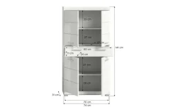 Midischrank SCHLOONSEE, Breite 74cm, 4 Türen, 1 Schubkasten, 4 Fächer, MDF-Front in verschiedenen Farben erhältlich, Badmöbel, Badschrank, Schrank, Bad Schloonsee