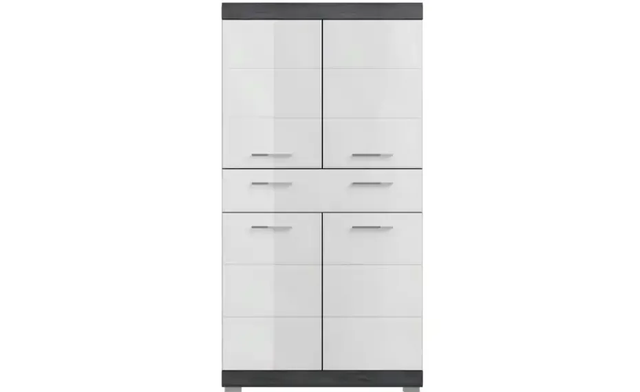 Midischrank SCHLOONSEE, Breite 74cm, 4 Türen, 1 Schubkasten, 4 Fächer, MDF-Front in verschiedenen Farben erhältlich, Badmöbel, Badschrank, Schrank, Bad Schloonsee