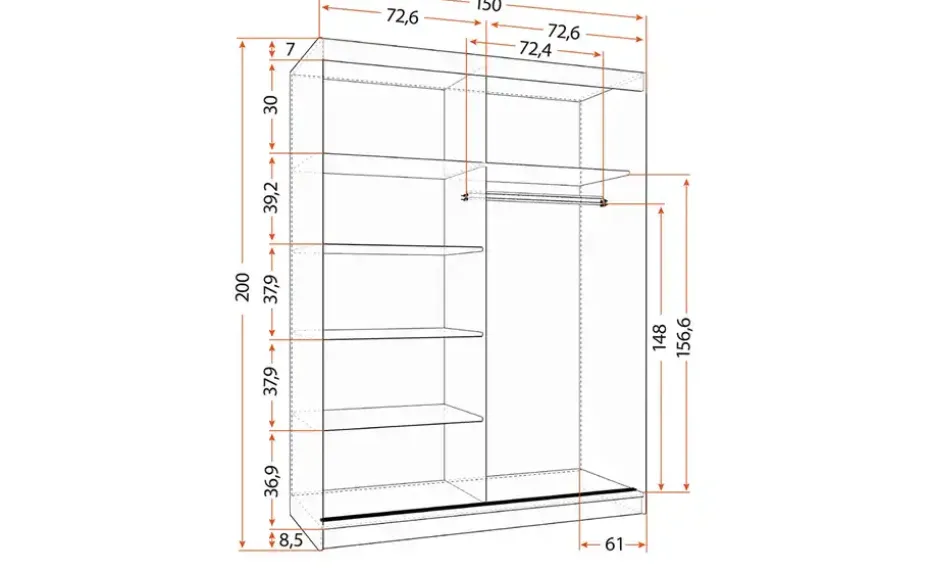 Schwebetürenschrank 2-türig Vista