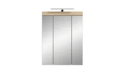 Spiegelschrank SCHLOONSEE, Breite 60cm, inkl. Beleuchtung, 3 Spiegeltüren, 9 Fächer in verschiedenen Farben erhältlich, Badmöbel, Spiegel, Badschrank, Bad Schloonsee