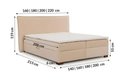 S-STYLE Boxbett mit Bettkasten, Strukturstoff mit Cordoptik, H3 Lovetti