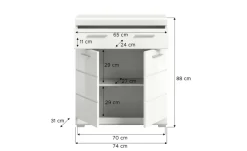 Unterschrank SCHLOONSEE, Breite 74cm, 2 Tür, 1 Schubkasten, 2 Fächer, MDF-Front in verschiedenen Farben erhältlich, Badmöbel, Badschrank, Kommode, Bad Schloonsee
