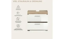 Waschbeckenunterschrank SCHLOONSEE, Breite 60cm, 2 Schubkästen, mit Siphonausschnitt, MDF-Front in verschiedenen Farben erhältlich, Badmöbel, Badschrank, Kommode, Bad Schloonsee