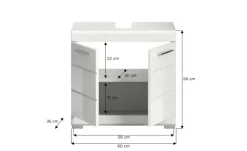 Waschbeckenunterschrank SCHLOONSEE, Breite 60cm, 2 Tür, 2 Fächer, mit Siphonausschnitt, MDF-Front in verschiedenen Farben erhältlich, Badmöbel, Badschrank, Kommode, Bad Schloonsee