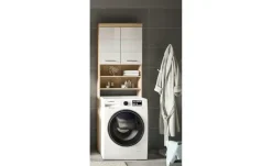 Waschmaschinenumbauschrank SCHLOONSEE, Breite 63cm, für Waschmaschine & Trockner, 2 Türen, MDF-Front in verschiedenen Farben, Überbauschrank, Umbauschrank, Badschrank Schloonsee