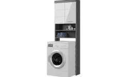 Waschmaschinenumbauschrank SCHLOONSEE, Breite 63cm, für Waschmaschine & Trockner, 2 Türen, MDF-Front in verschiedenen Farben, Überbauschrank, Umbauschrank, Badschrank Schloonsee