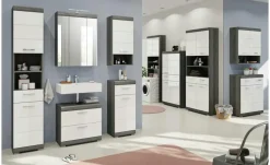 Waschmaschinenumbauschrank SCHLOONSEE, Breite 63cm, für Waschmaschine & Trockner, 2 Türen, MDF-Front in verschiedenen Farben, Überbauschrank, Umbauschrank, Badschrank Schloonsee